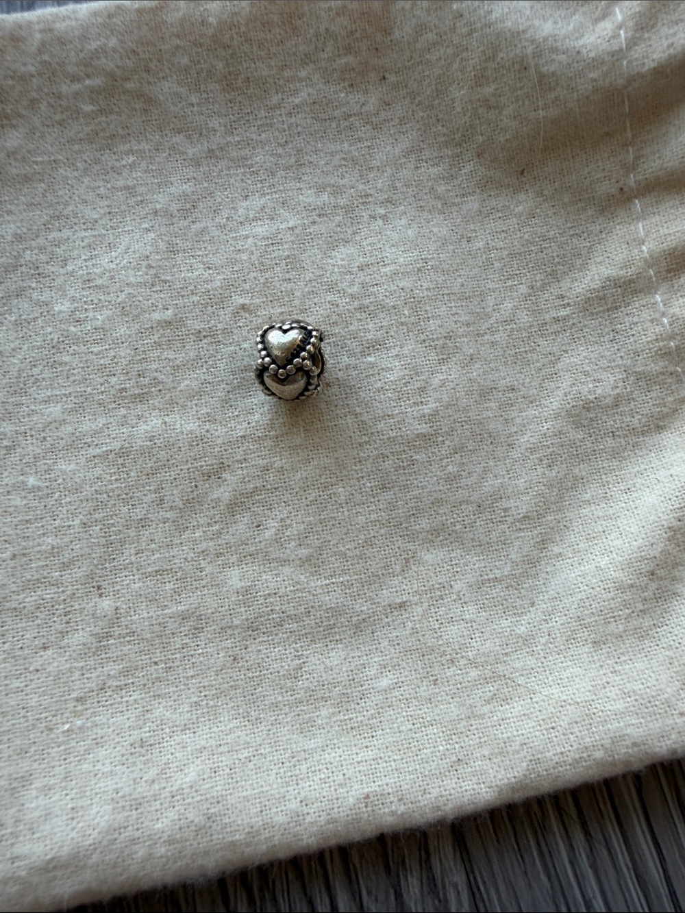 Pandora Double Heart Beaded Charm - Silver